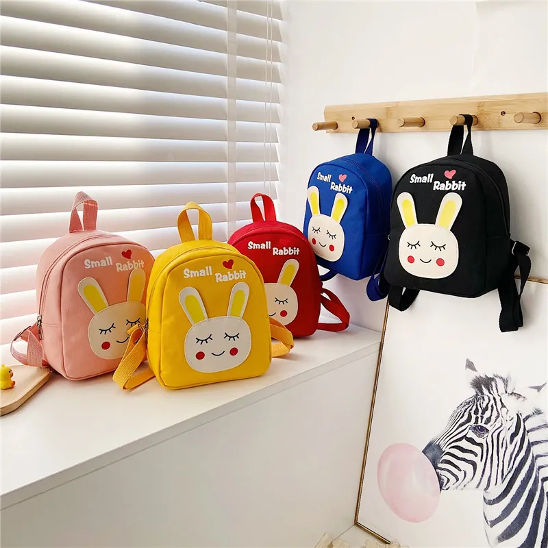 Kids Backpack Canvas Cartoon Rabbit Kindergarten Schoolbag Cute Toddler Mini Preschool Bag