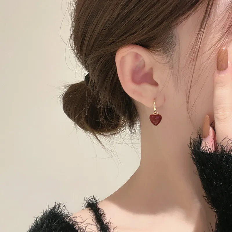 Boucles D'oreilles Mauvais Œil Cœur Ginkgo Lune Étoile Cuivre Zircone Émail Géométrique Polyvalent Élégant Tendance Pour Femmes