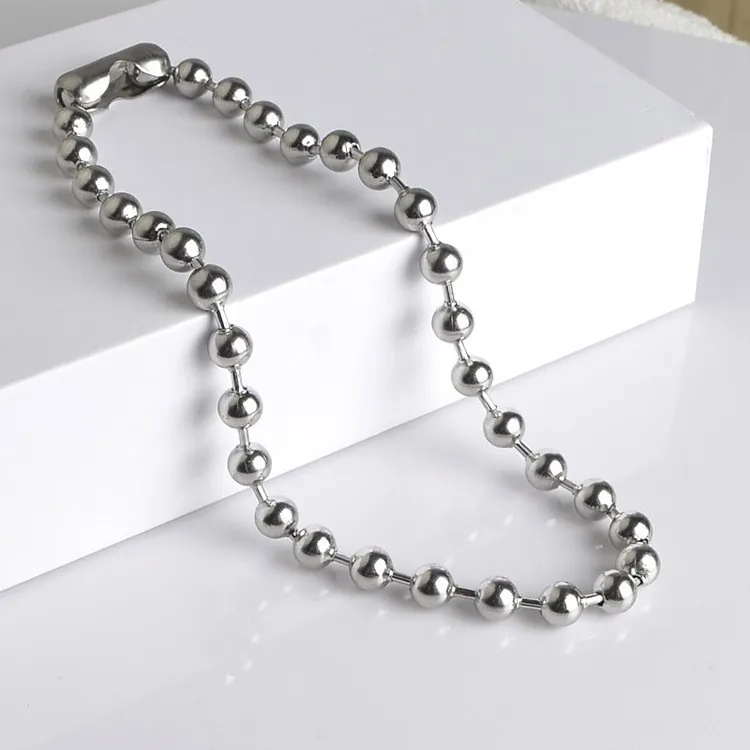 Stainless Steel Ball Chain Necklace Polished Bead Chain Neckwear Fashion Streetwear Punk Style Jewelry For Men Women