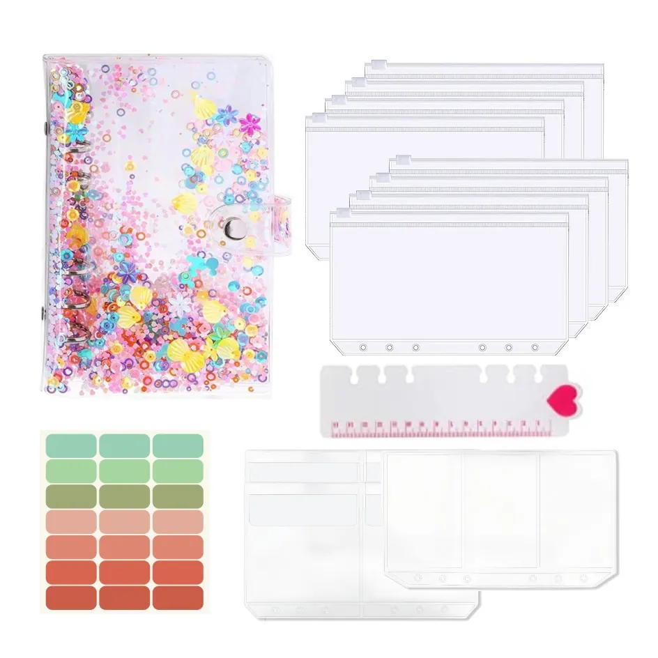 Raccoglitore Per Budget A6 Copertina Per Quaderno In PVC Con Buste Con Cerniera E Etichette Per Organizzatore Di Risparmio Trasparente