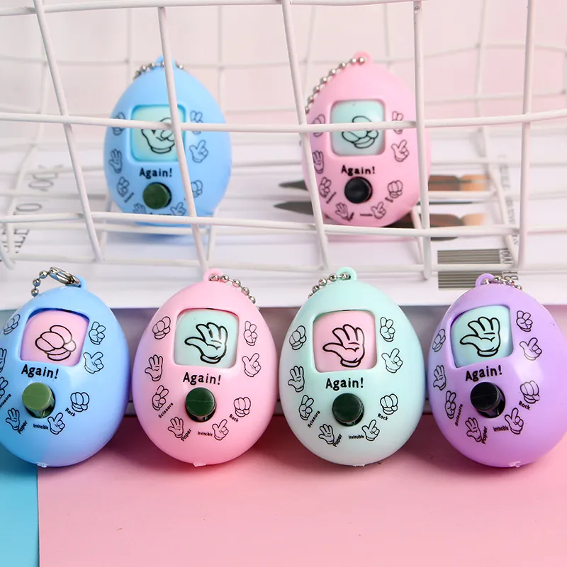 Rock Paper Scissors Game Keychain Egg Shaped Plastic Handheld Interactive Toy Novelty Pendant Gift