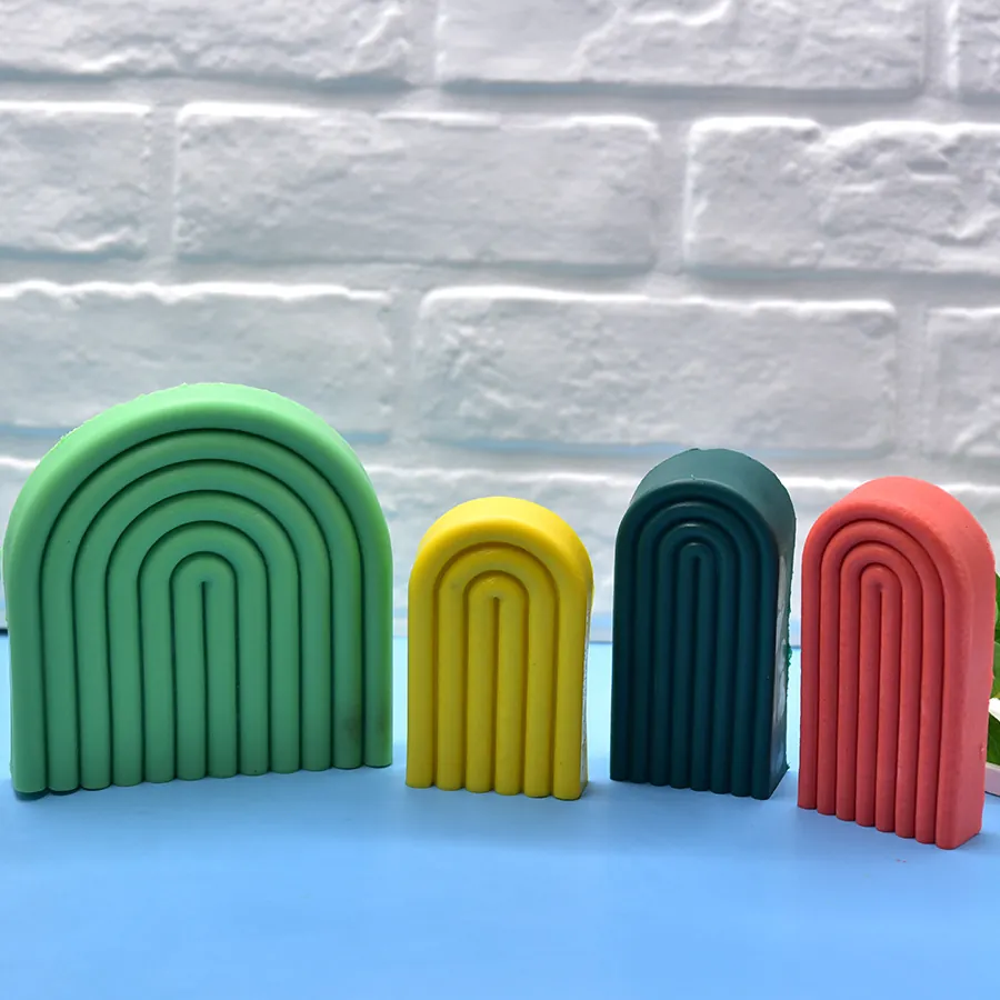 Arch Silicone Mold Geometric U-Shape DIY Baking Cake Fondant Tools Handmade Soap Candle Resin Craft Rainbow Design Flexible