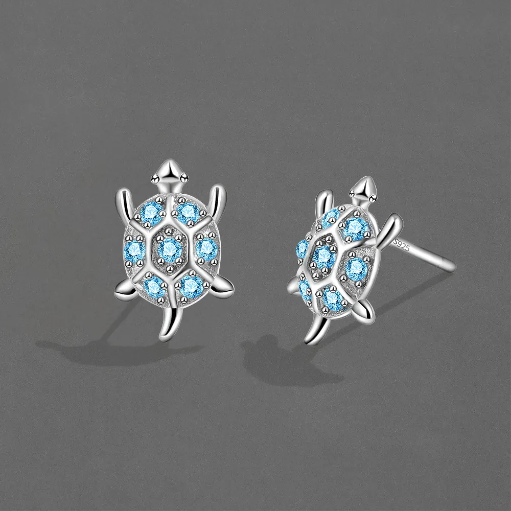Orecchini A Lobo Tartaruga Con Perno In Argento Sterling 925 Rame Zircone Colorato Gioielli Animali Marini Per Donne Ragazze