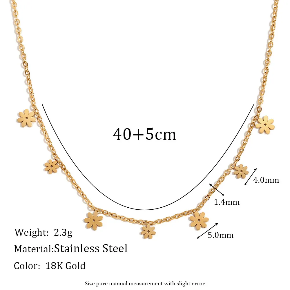 Mode Edelstahl Mini Gänseblümchen Blume Anhänger Halskette Für Damen 18K Vergoldet Kleine Florale Zierliche Kette Schmuck