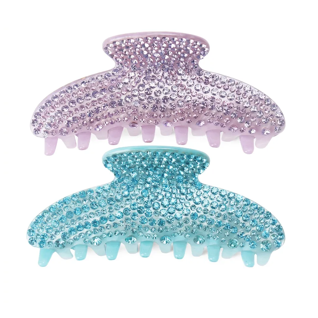 Large Hair Claw Clip Full Acrylic Rhinestone Elegant Shark Styling Hair Accessories For Women Fashion Headwear