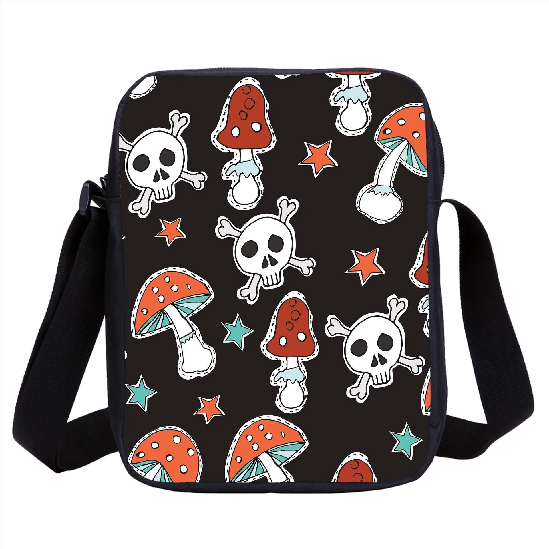 Kids Crossbody Bag Cartoon Printed Polyester Small Shoulder Messenger Pouch Adjustable Strap Casual Student