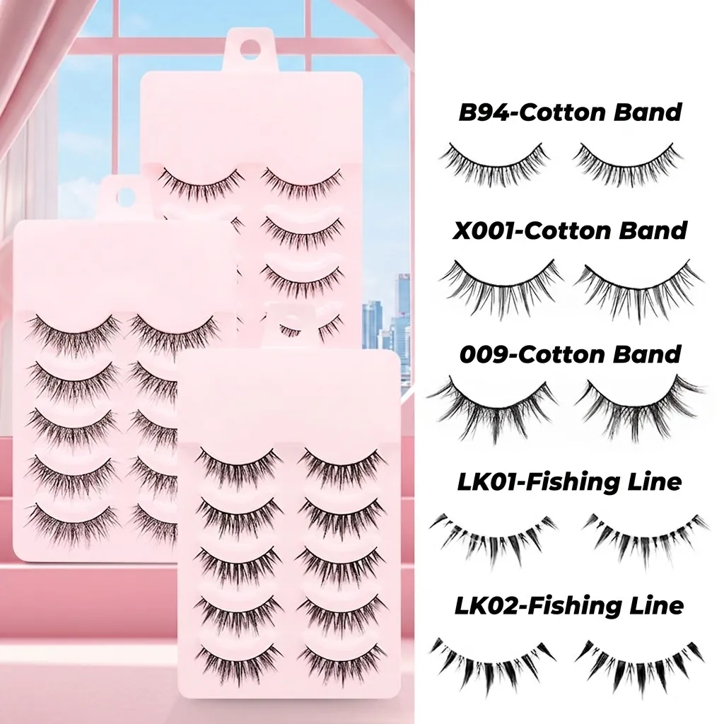 Natural Long Thick False Eyelashes Synthetic Fiber Little Devil Manga Eye Style Reusable Daily Party Wear