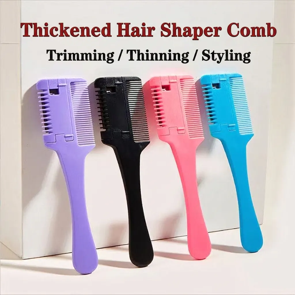 Peigne Effileur Double Face Tondeuse À Cheveux Manuelle Coupe De Frange Outil De Coupe Maison Plastique Lame En Acier Inoxydable