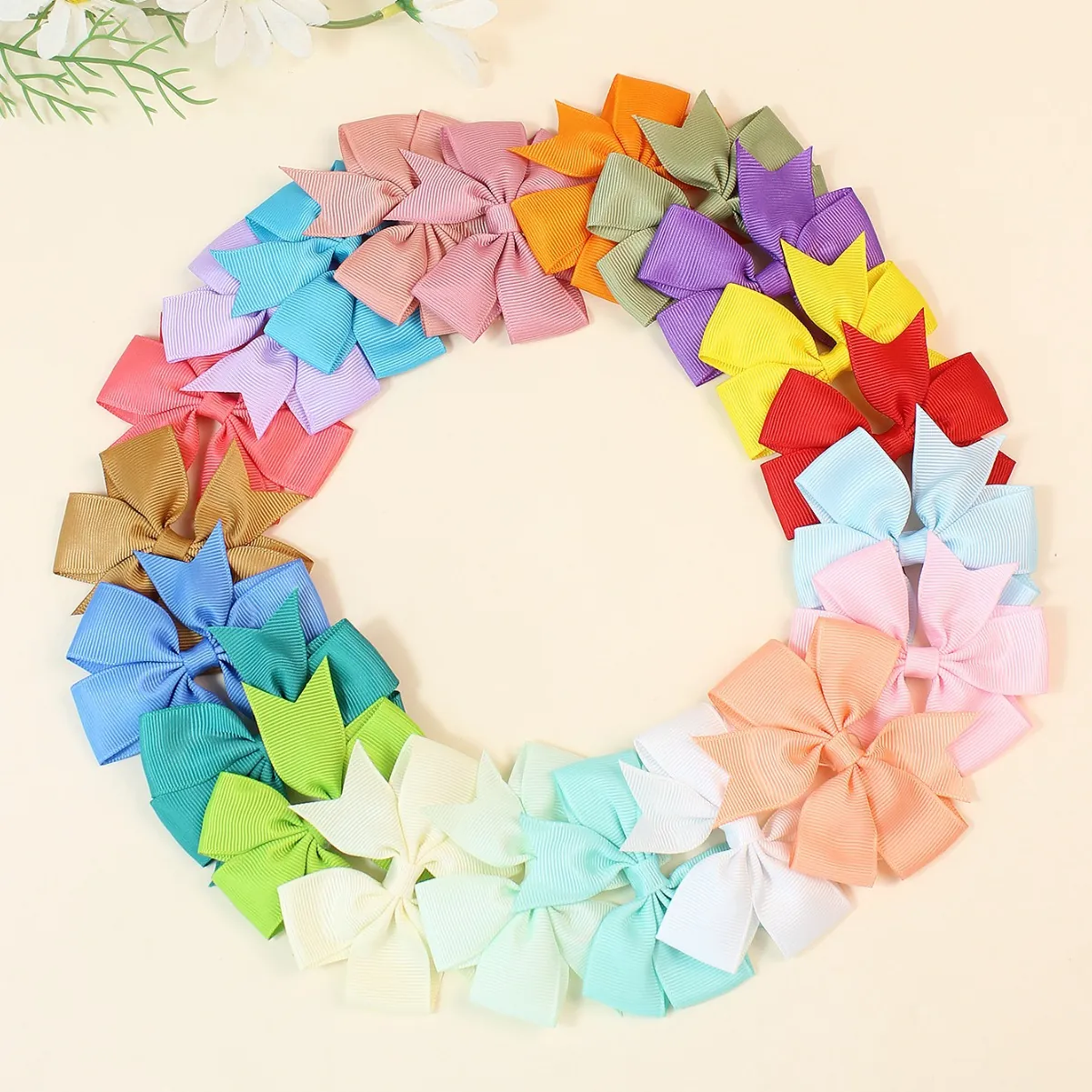 Handmade Polyester Grosgrain Ribbon Bowknot Hair Clip Multicolor Candy Color Bow Hairpin Accessory For Kids Girls Women Daily Wear