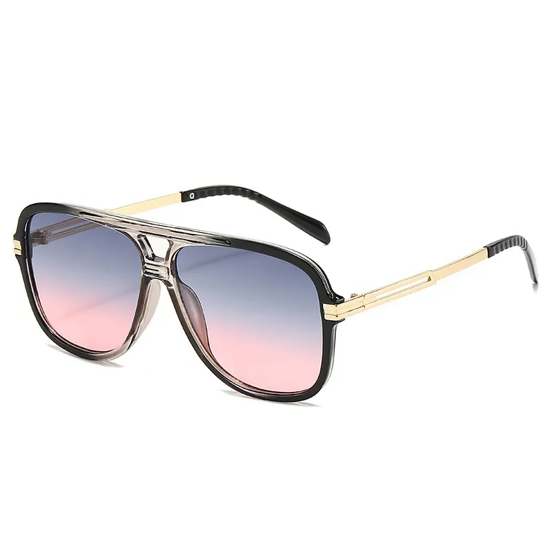 Oversized Aviator Sunglasses For Women Men PC Frame Metal Temples Double Bridge Gradient Retro UV Protection Driving