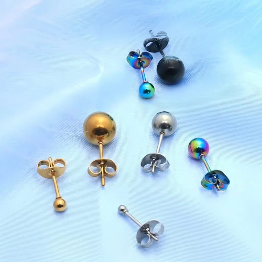Orecchini A Bottone A Sfera Minimalisti In Acciaio Inossidabile Lucido Gioielli Di Moda Per Uomini Donne