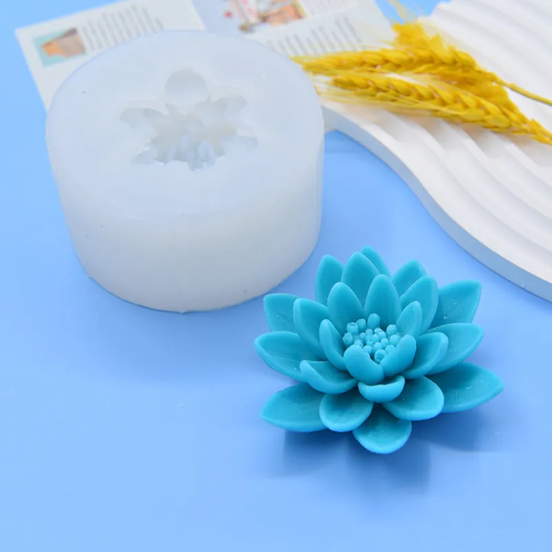 Lotus Flower Silicone Mold For DIY Cake Decorating Fondant Handmade Soap Candle Making 3D Floral Shape Bakeware