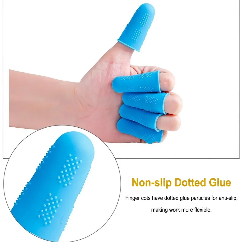 Anti-Slip Silicone Finger Protectors Heat Resistant Finger Cots For Kitchen Baking Crafting Office Dotted Protective Covers Flexible Reusable
