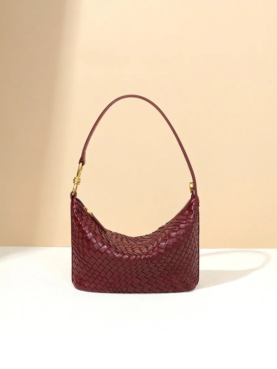 Borsa A Spalla Hobo In Pelle PU Intrecciata Da Donna Con Tracolla A Nodo Metallico Borsa A Mano A Mezzaluna Vintage Minimalista Casual