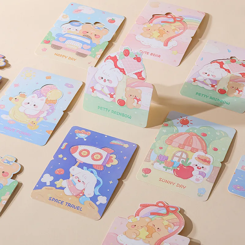 Cartoon Animal Greeting Cards Ins Style Mini Folding Gift Cards Cardboard For Birthday Childrens Day Party Favor Novelty