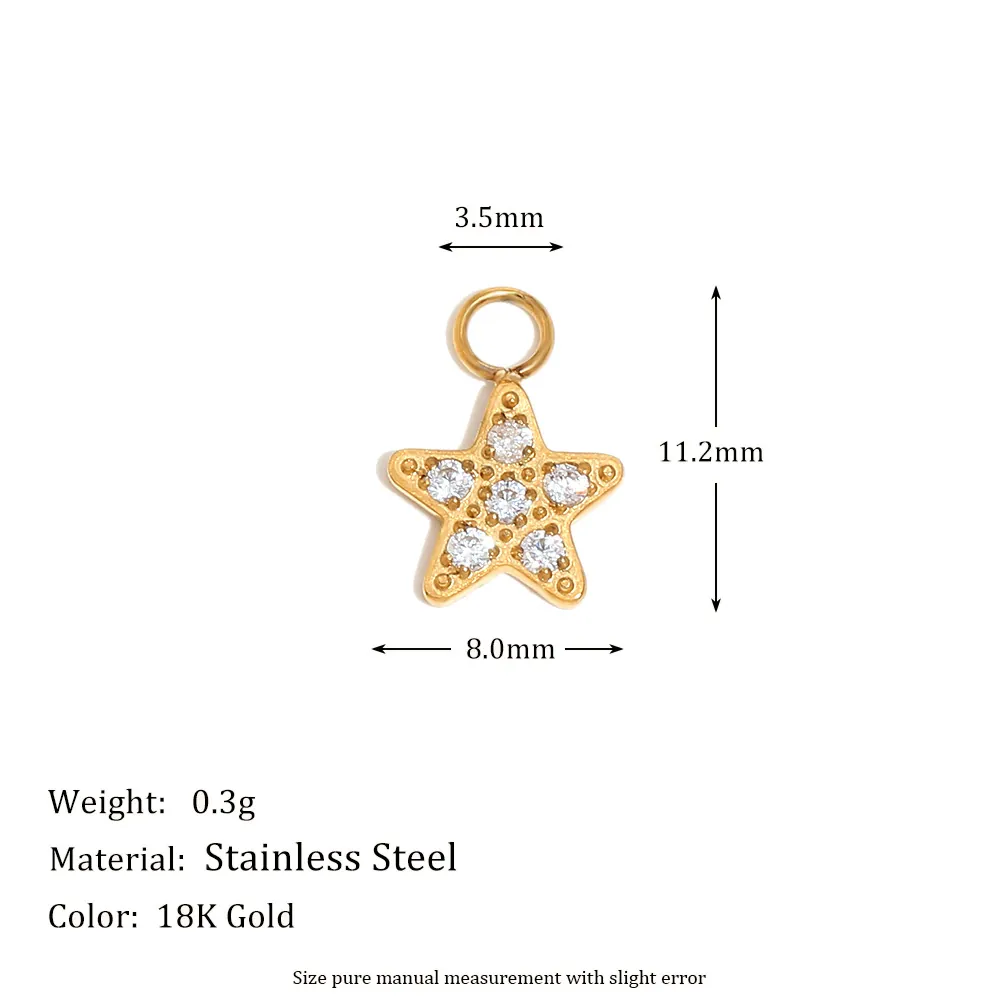 Stainless Steel DIY Pendant Charms 18K Gold Plated Angel Key Heart Star Shell Artificial Pearl Jewelry Making Accessories Fashion Women