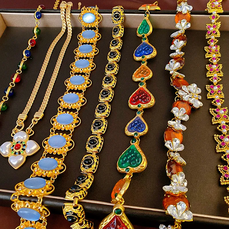 Vintage Alloy Gemstone Necklace Baroque Palace Style Elegant Artificial Pearl Crystal Jewelry For Women Accessories Necklace And Earrings
