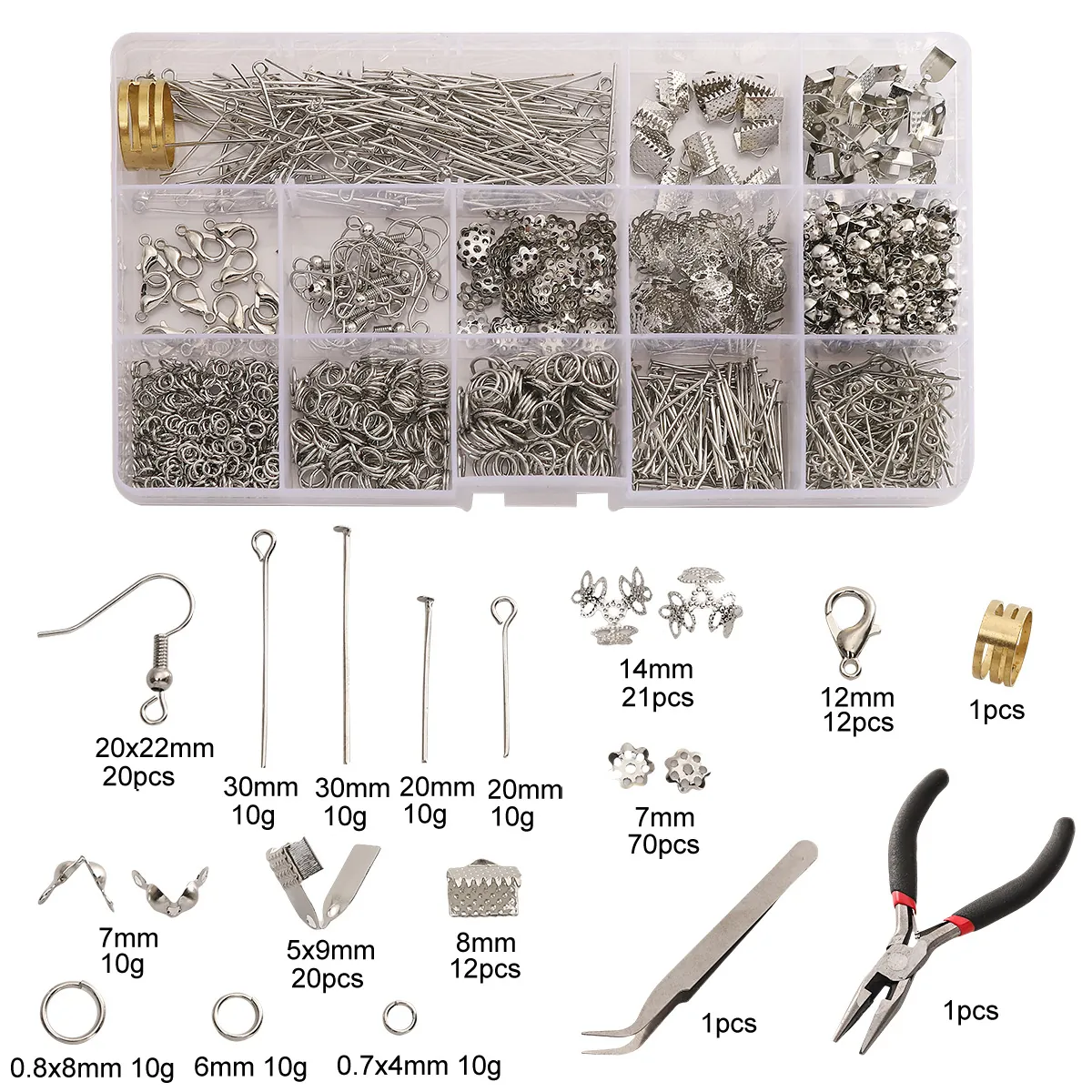 DIY Jewelry Making Supplies Kit For Earrings Necklaces Bracelets Including Lobster Clasps Jump Rings Earring Hooks And Tools