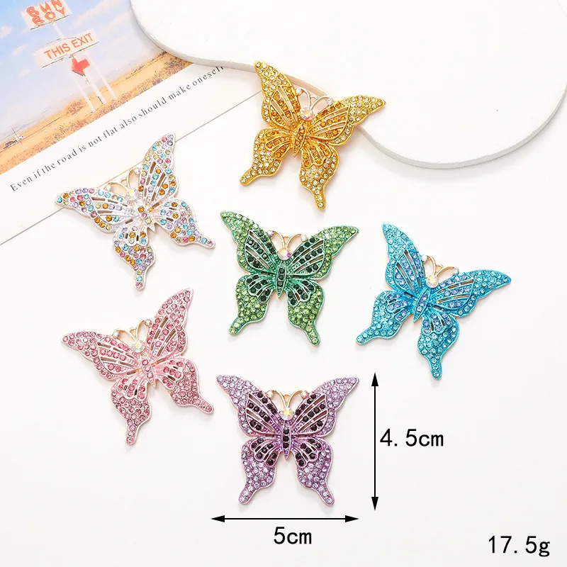 Breloques Papillon Alliage Zinc Strass Ajouré Coloré DIY Création Bijoux Coque Téléphone Accessoires Chaussures