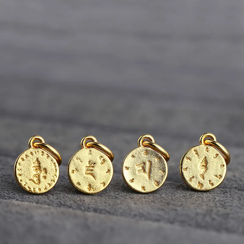 925 Sterling Silver Gold Plated Religious Symbol DIY Pendant Charm Tibetan Style Buddha Zambala Finding For Jewelry Making