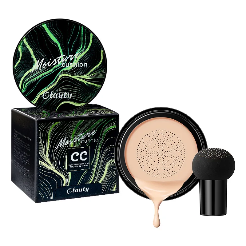 Mushroom Head Air Cushion CC Cream Moisturizing Waterproof Concealer Foundation With Sponge Puff Smooth Face Makeup