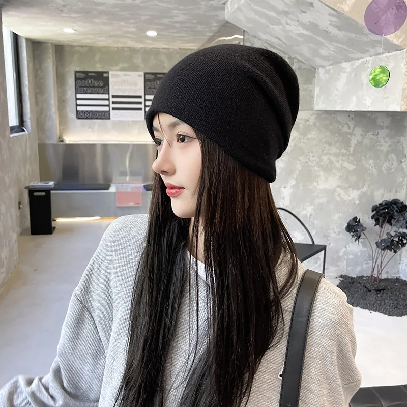 Bonnet En Maille Couleur Unie Hiver Chaud Acrylique Nervuré À Revers Pour Unisexe Extérieur Mode Simple