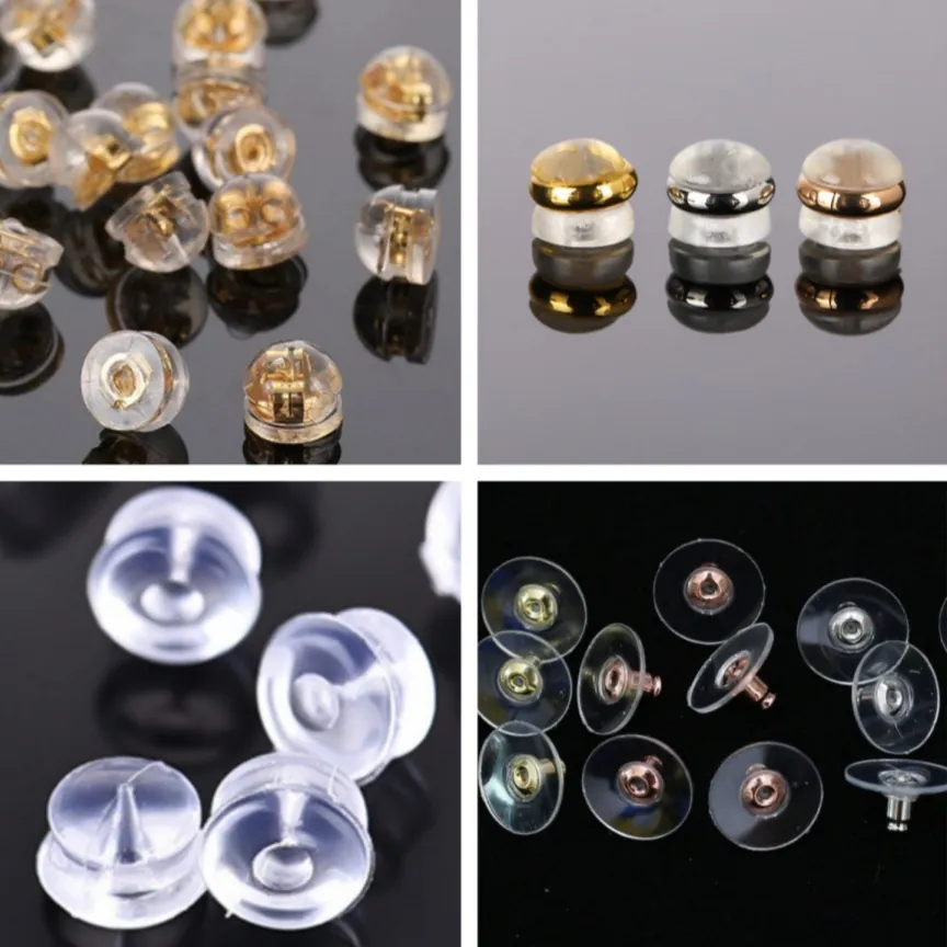 Fermoirs De Boucles Oreilles En Silicone Avec Noyau Métallique Bouchons Sécurisés Antidérapants Pour DIY Bijouterie