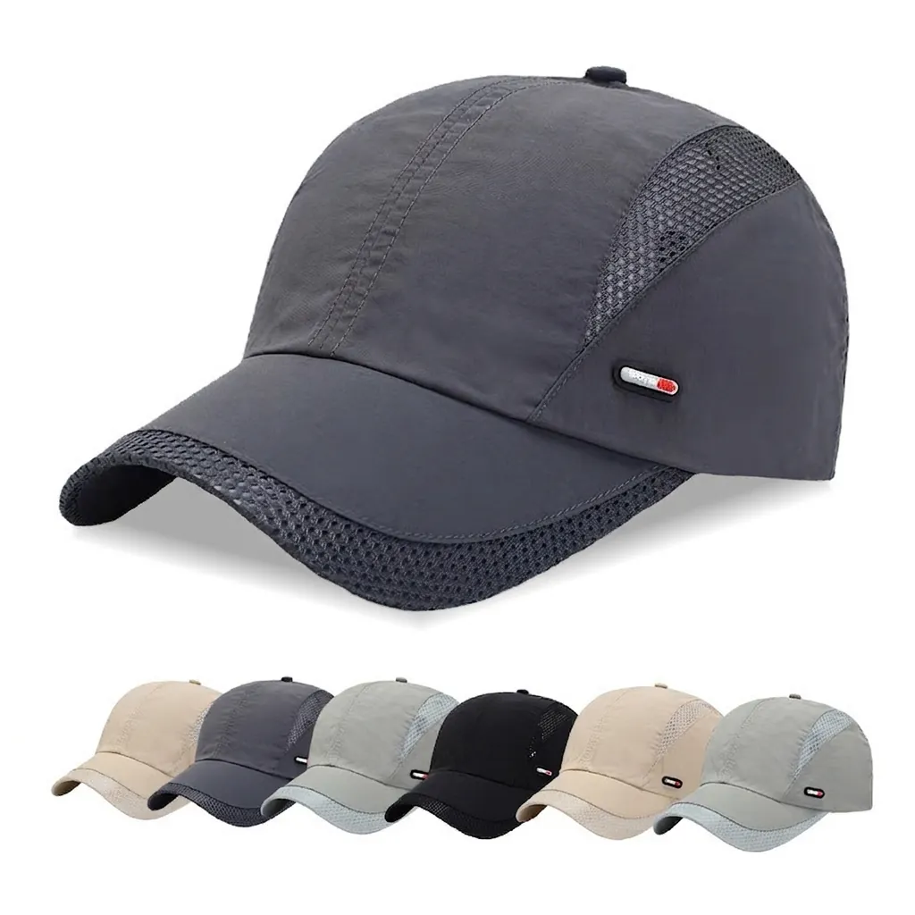 Men Women Baseball Cap Quick Dry Mesh Breathable Sun Hat Adjustable Outdoor Sports Fishing Hat