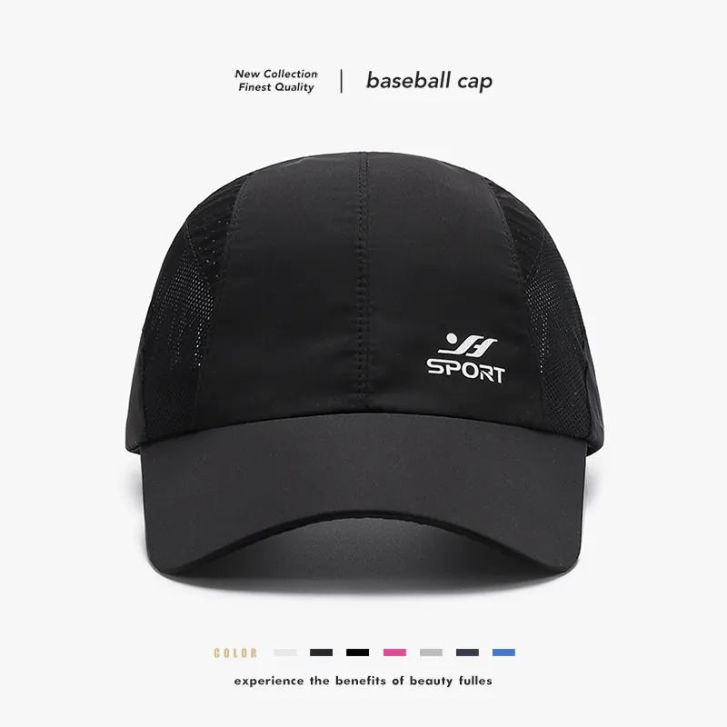 Schnelltrocknende Baseballkappe Atmungsaktive Mesh Sonnenhut Outdoor Sport Verstellbarer Polyester Briefdruck Herren Damen