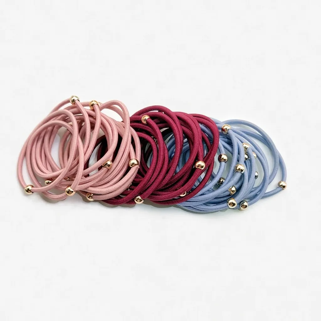 Elastici per Capelli ad Alta Elasticità da Donna Scrunchies Semplici di Base Con Decorazione in Perline Dorate per Ragazze Accessori per Capelli alla Moda