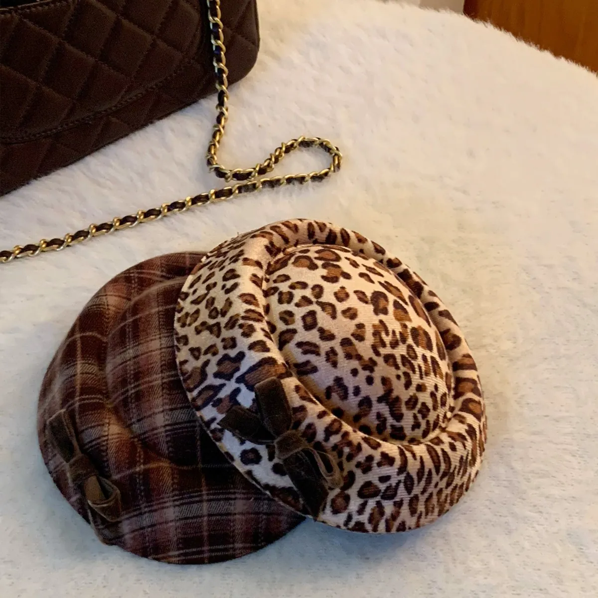 Mini Hoed Strik Haarclip Stof Luipaard Rooster Vintage Eendenbek Haaraccessoire Vrouwen Elegant