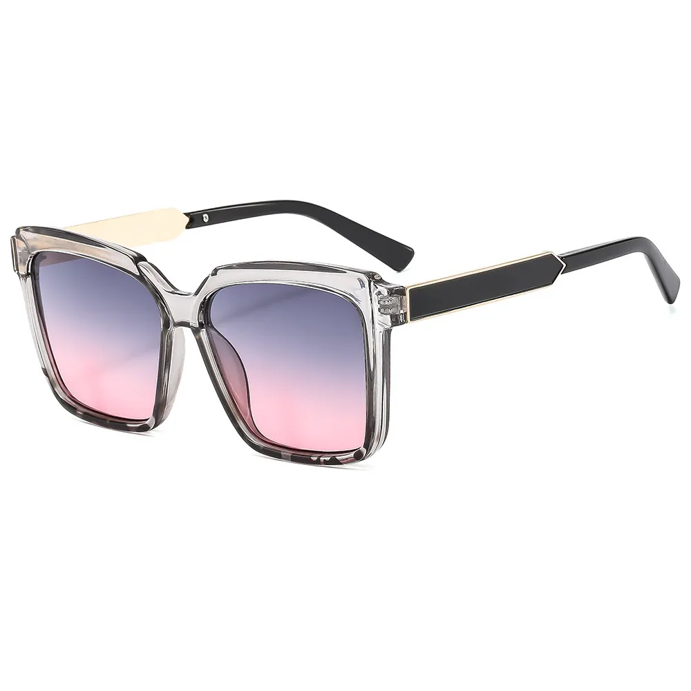 Gafas De Sol Cuadradas Extragrandes Vintage UV400 Degradado Lentes AC Montura De Metal PC Para Mujeres Hombres
