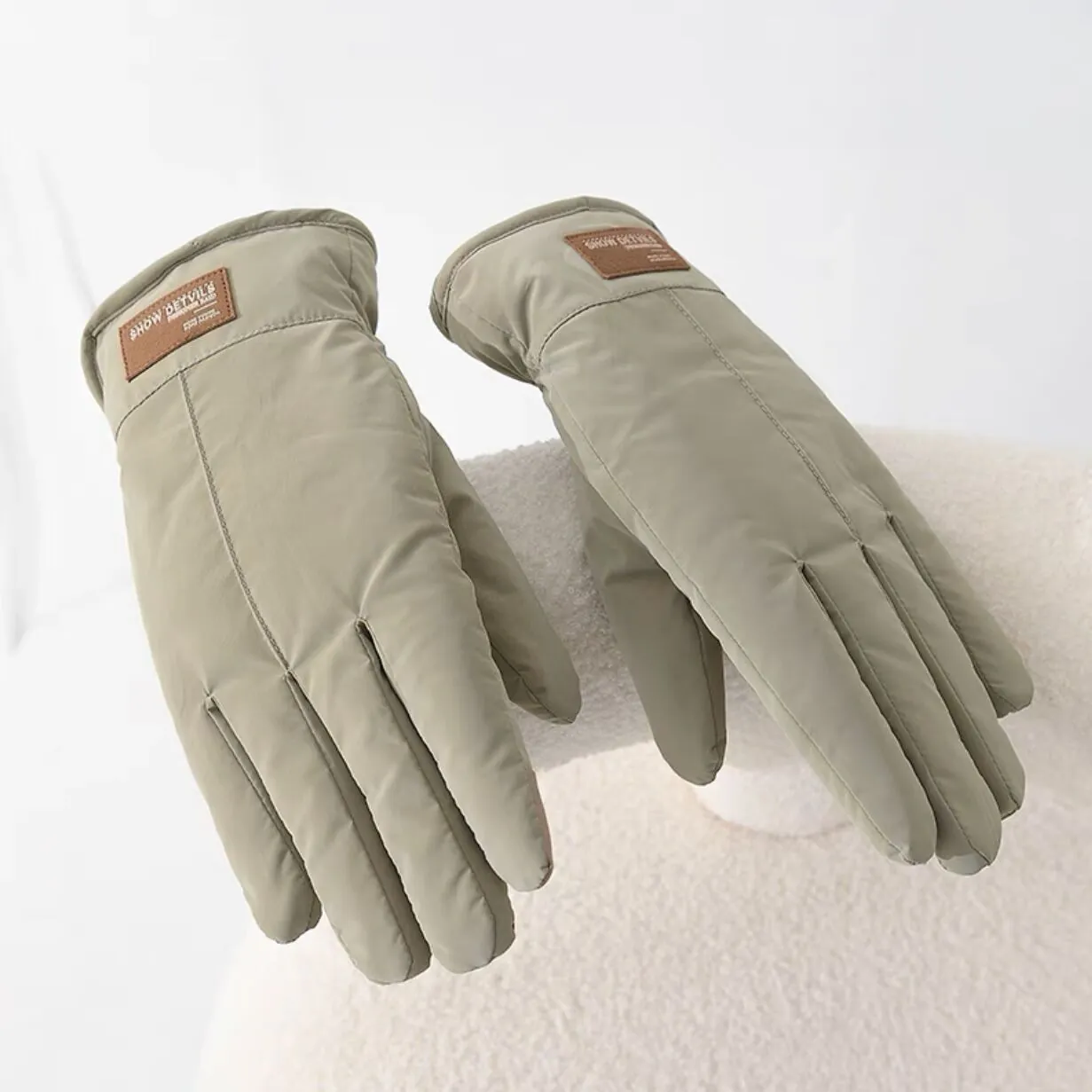 Men Winter Gloves Thermal Fleece Lined Windproof Waterproof Touchscreen Outdoor Cycling Riding Thick Warm Minimalist