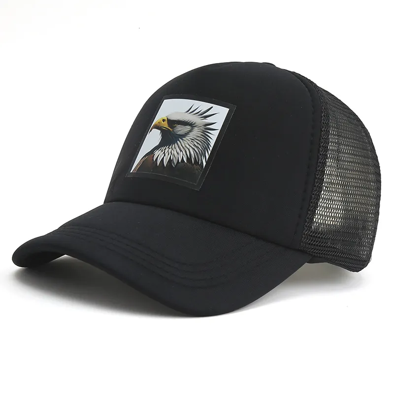 Women's Casual Polyester Eagle Patch Trucker Hat Breathable Mesh Baseball Cap Sun Shade Adjustable Outdoor Sports Snapback Cap For Men Women