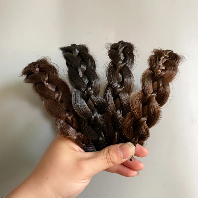 Braided Wig Headband Synthetic Fiber Twisted Hairband Non-slip Teeth Thick Hair Hoop Accessory For Women