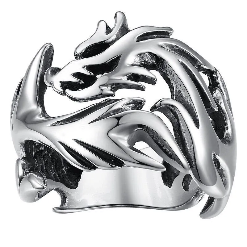 Vintage Luminous Dragon Ring For Men Women Glow In The Dark Adjustable Opening Ethnic Style Alloy Jewelry