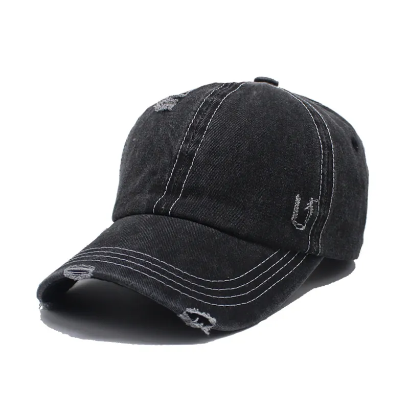 Cappellino Da Baseball In Denim Lavato Rétro Con Bordi Sfrangiati Cappello Trucker Regolabile Vintage Per Uomo E Donna