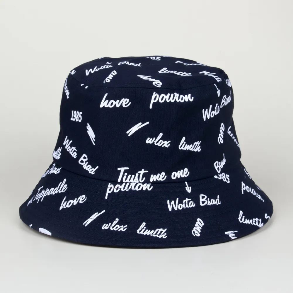 Chapeau Bob Graffiti De Rue En Coton Toile Imprimé Lettres Protection Solaire Réglable Unisexe Plage