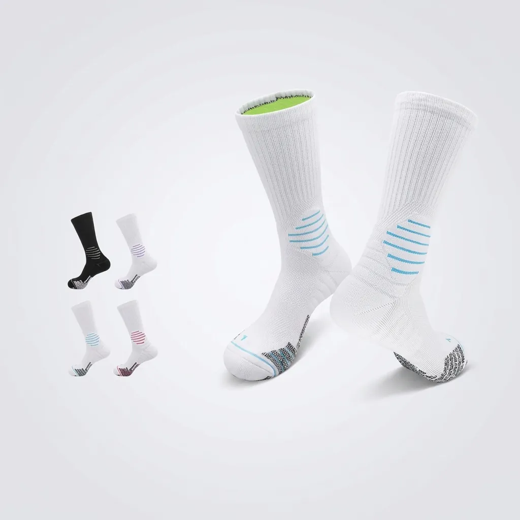 Professional Basketball Socks For Men Women Nylon Polyester Thickened Terry Bottom Non-Slip Shock Absorption Athletic Crew Sport Socks