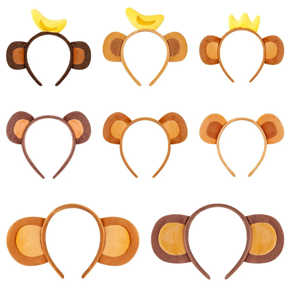 Pluche Aap Oren Hoofdband Vlinderdas Staart Tutu Halloween Kostuum Accessoire Kinderen Feest Cosplay Kroon Banaan