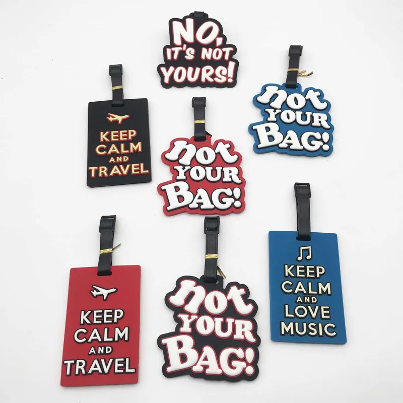 Creative PVC Luggage Tags Travel Suitcase Labels Adjustable Straps Funny Slogans Identification Accessories