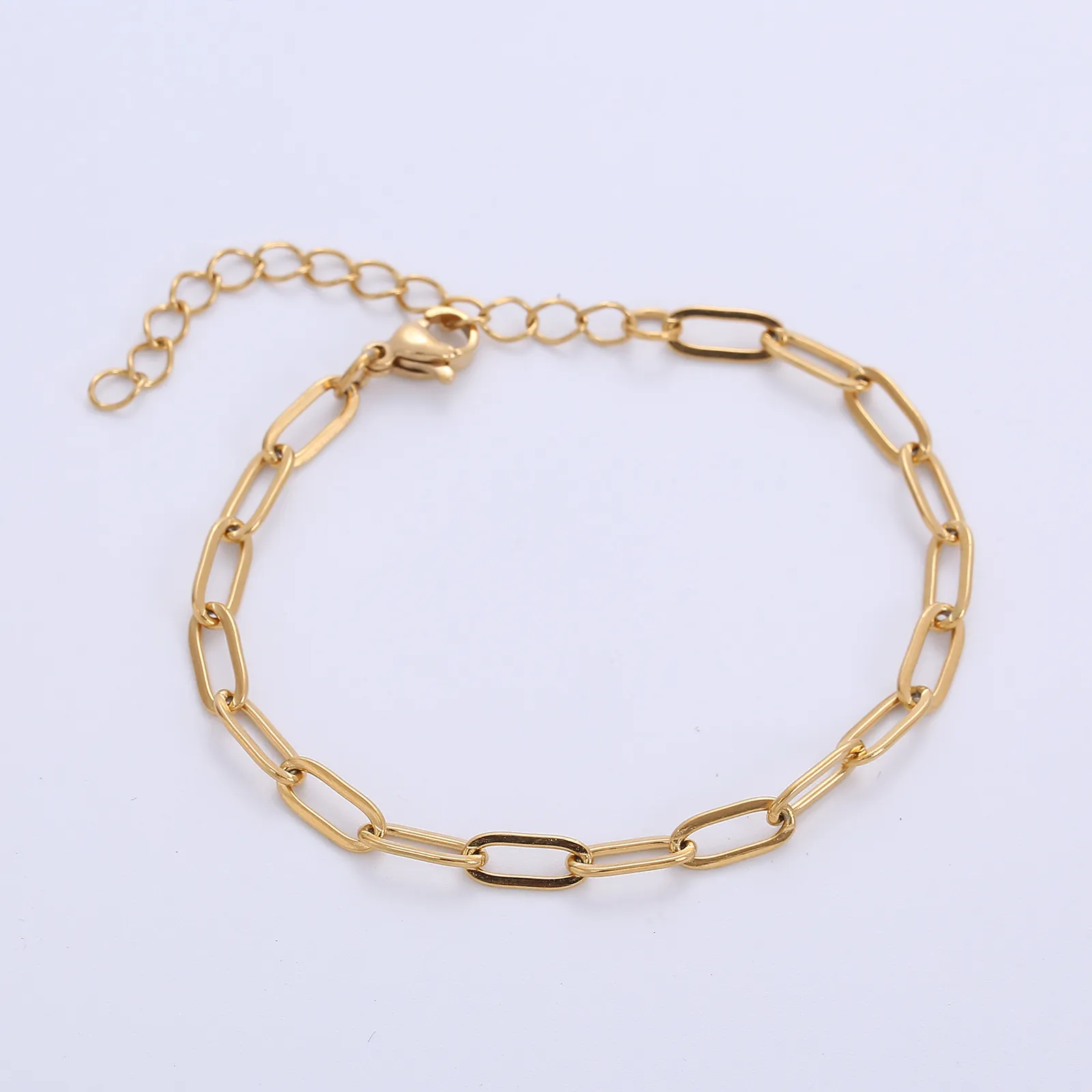 Paperclip Chain Bracelet Stainless Steel Simple Geometric Link Adjustable Minimalist Jewelry For Women