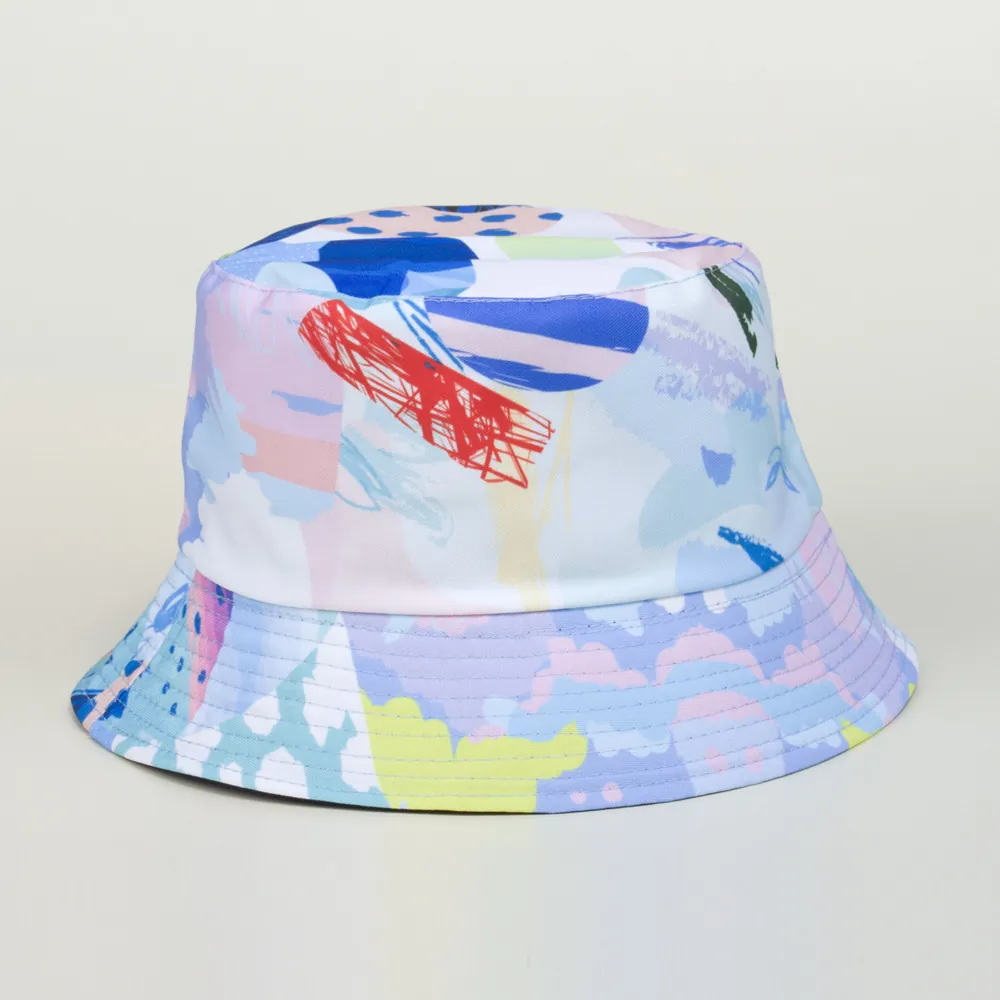 Colorful Graffiti Print Bucket Hat Cotton Twill Sun Protection Streetwear Hip Hop Summer Travel Accessory
