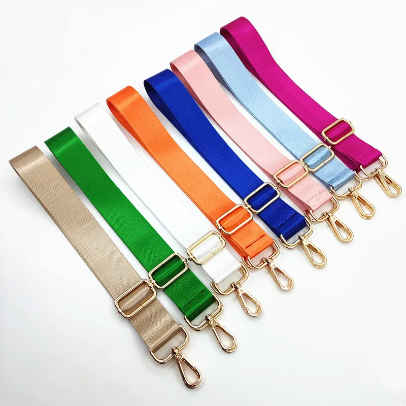 Adjustable Bag Strap Wide Nylon Solid Color Replacement Shoulder Crossbody Belt With Metal Buckles Functional