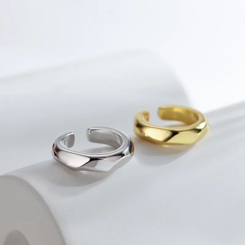 Ear Cuffs in Argento Sterling 925 Martellati Irregolari per Donna Minimalista Clip per Orecchie Non Forate Gioielli Geometrici
