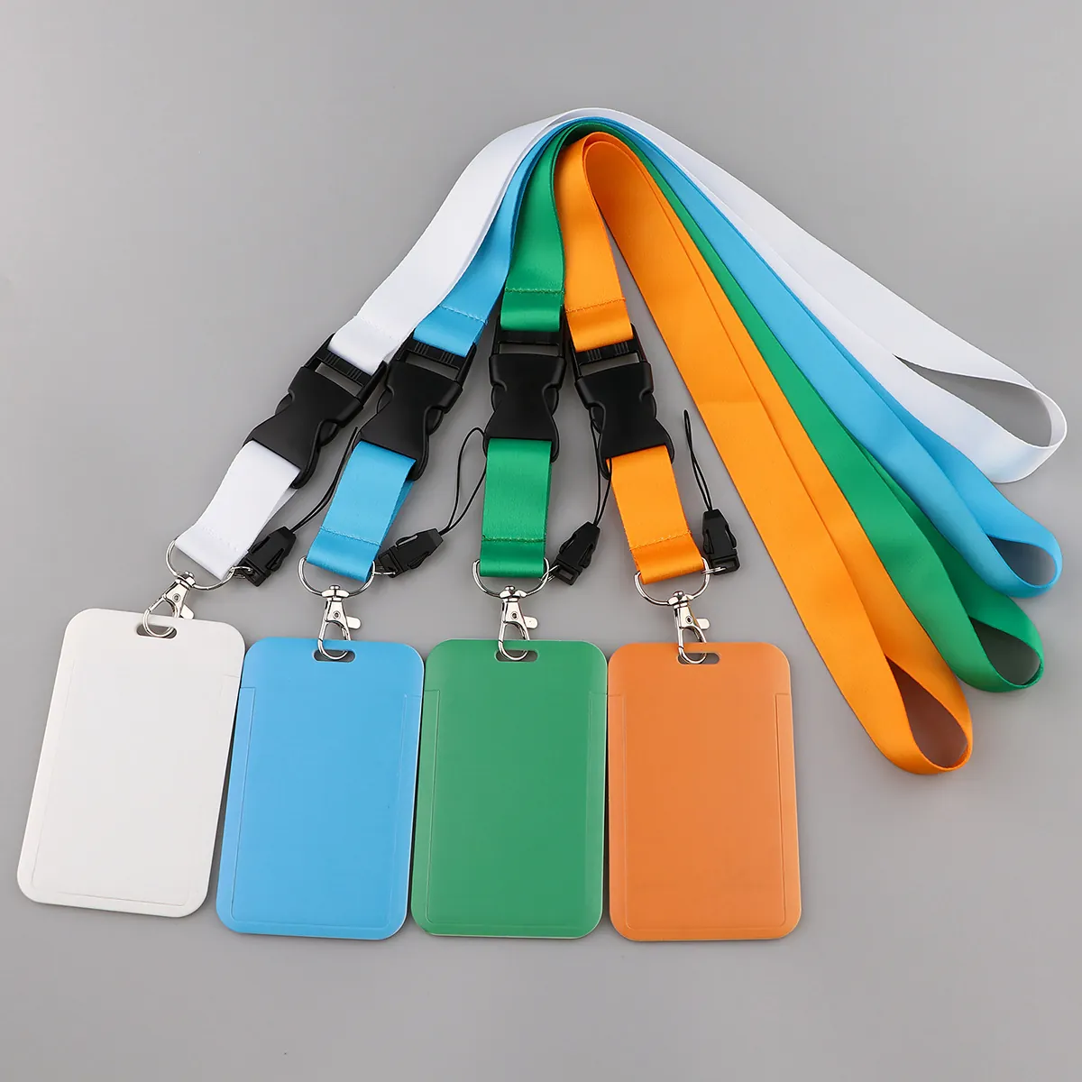 Lanyard With ID Card Holder Polyester Neck Strap Plastic Badge Sleeve Metal Lobster Clasp Quick Release Buckle Office Use