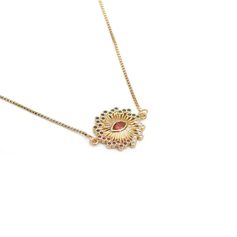 Collier Pendentif Mauvais Œil Cuivre Multi Couleur Zircon Strass Bijoux Chaîne Boîte Réglable Cadeau Femmes