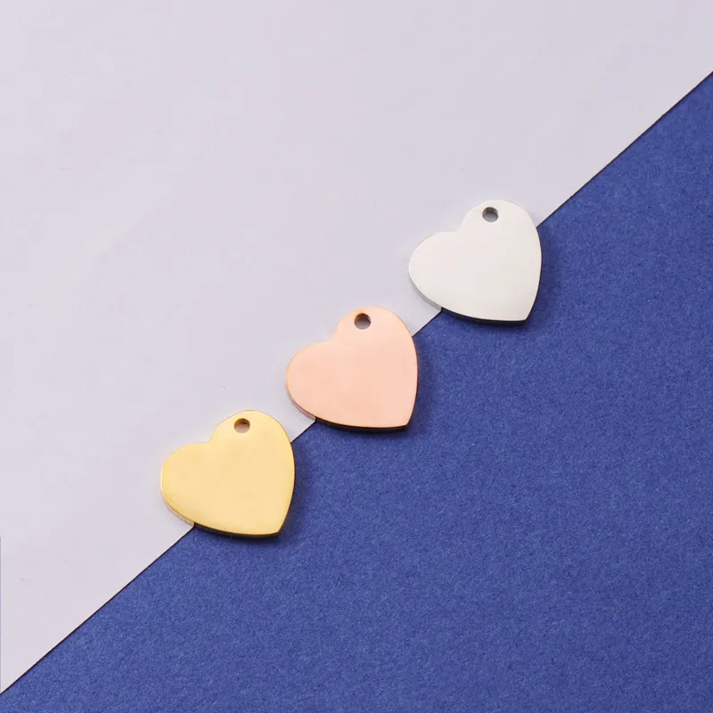 Heart Shape Stainless Steel Pendant Mirror Polished Blank Engravable Charm For DIY Jewelry Making