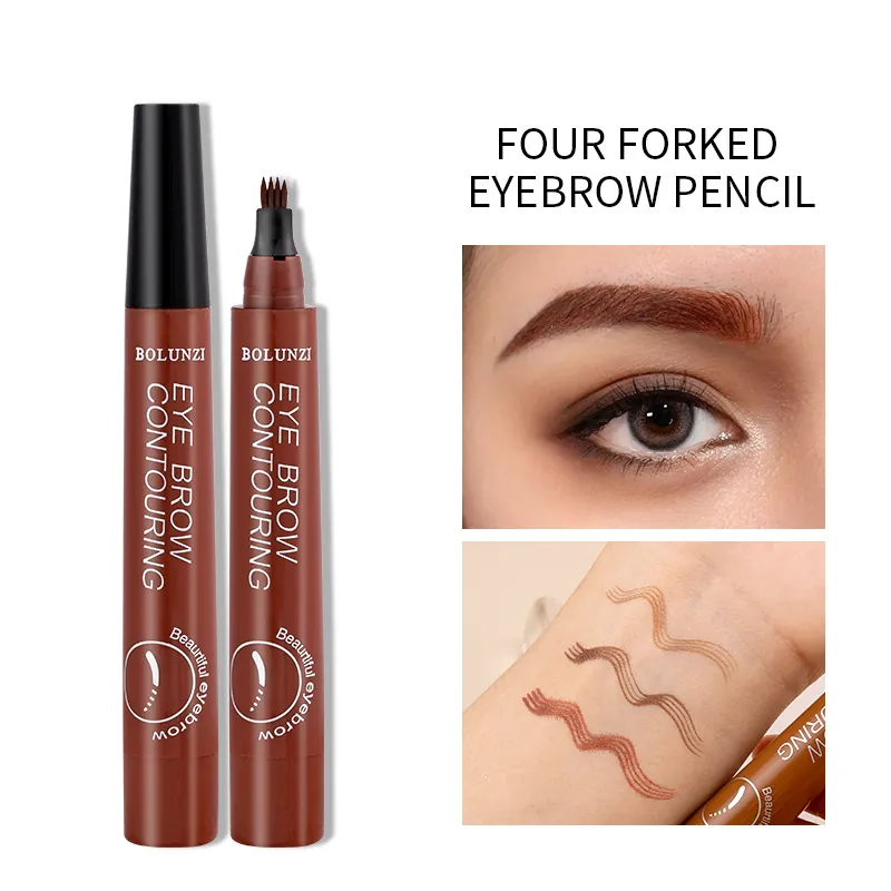 Waterproof Liquid Eyebrow Pencil Multi Tip Microblading Effect Long Lasting Smudge Proof Natural Eye Makeup