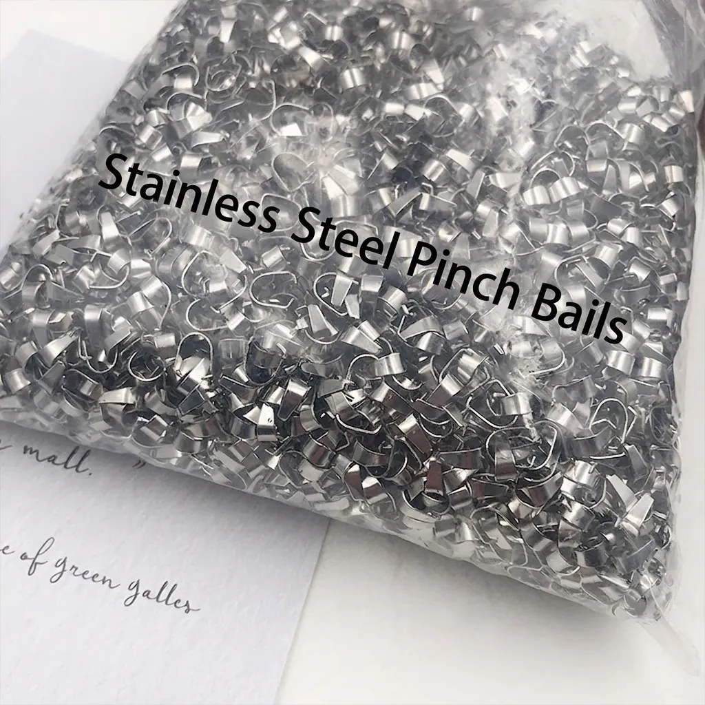 Stainless Steel Pinch Bails Pendant Clips Necklace Jewelry Making DIY Findings Connectors Polished Durable Accessory